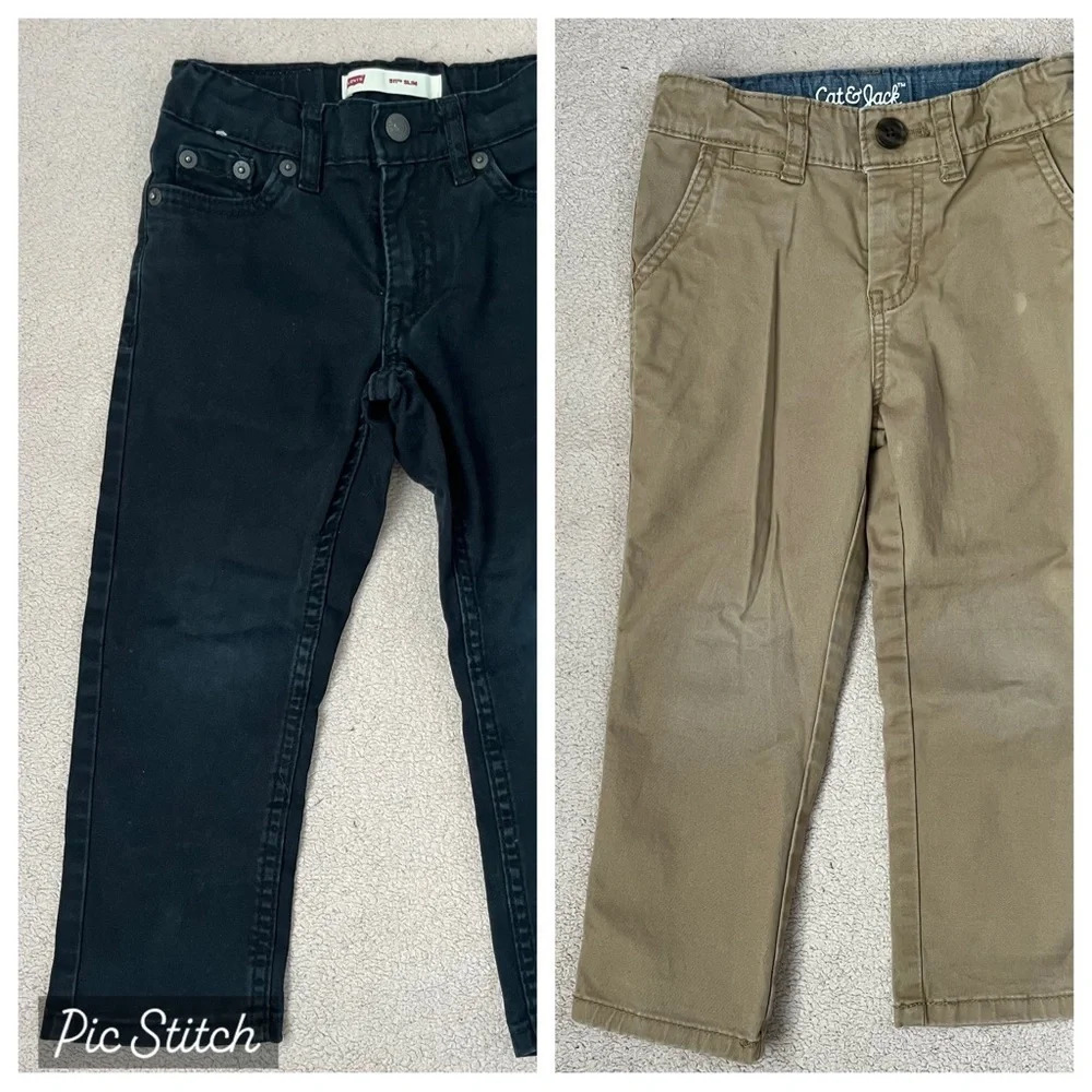 Levi’s Black Jeans & Cat & Jack Khakis Toddler Lot